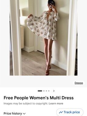 Free People White Floral Tie-Neck Mini Dress